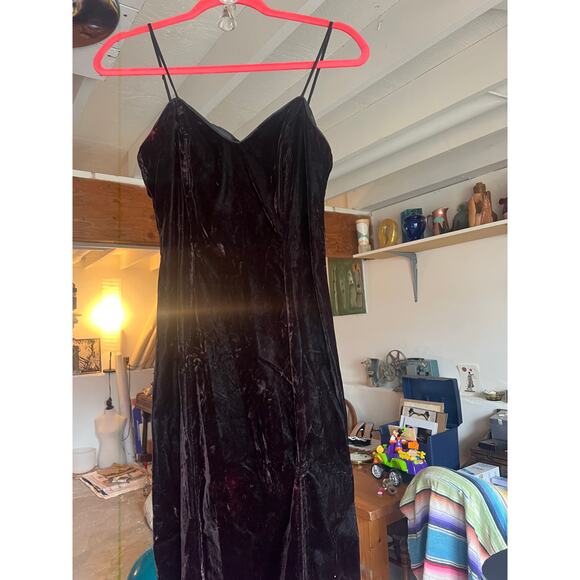Velvet Goth Formal 90s Dress, Crushed Velvet, Prom Party Cocktail - Picture 7 of 7